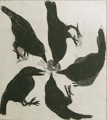５羽の黒い鳥